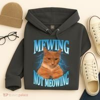 Mewing Not Meowing Funny Cat Meme Hoodie thumb 4
