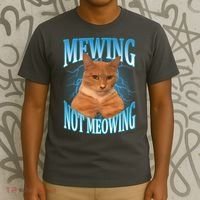 Mewing Not Meowing Funny Cat Meme T-Shirt thumb 3