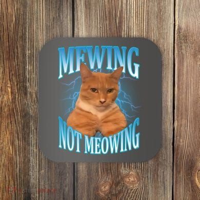Mewing Not Meowing Funny Cat Meme Coaster