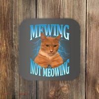 Mewing Not Meowing Funny Cat Meme Coaster thumb 0
