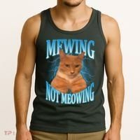 Mewing Not Meowing Funny Cat Meme Tank Top thumb 3