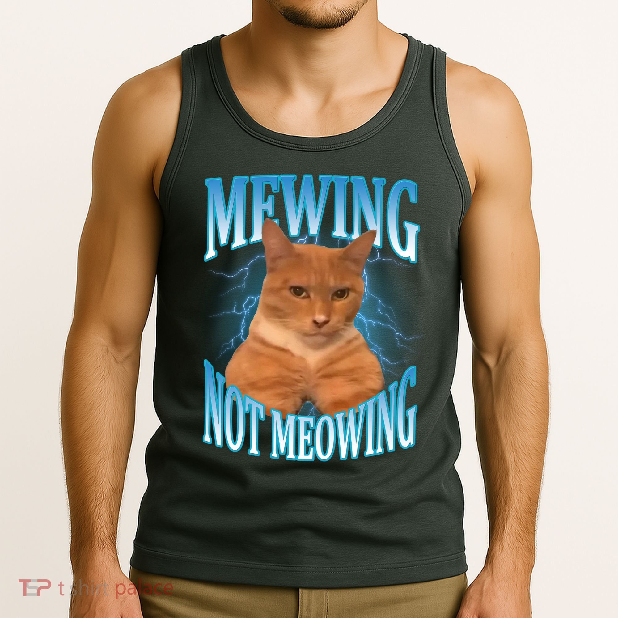 Mewing Not Meowing Funny Cat Meme Tank Top