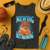 Mewing Not Meowing Funny Cat Meme Tank Top thumb 4