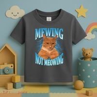 Mewing Not Meowing Funny Cat Meme Toddler T-Shirt thumb 3