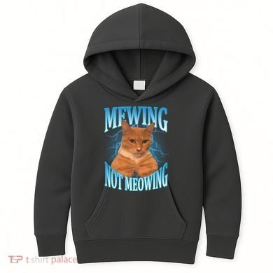 Mewing Not Meowing Funny Cat Meme Kids Hoodie