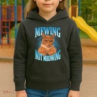 Mewing Not Meowing Funny Cat Meme Kids Hoodie thumb 3