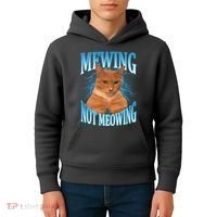 Mewing Not Meowing Funny Cat Meme Kids Hoodie thumb 4