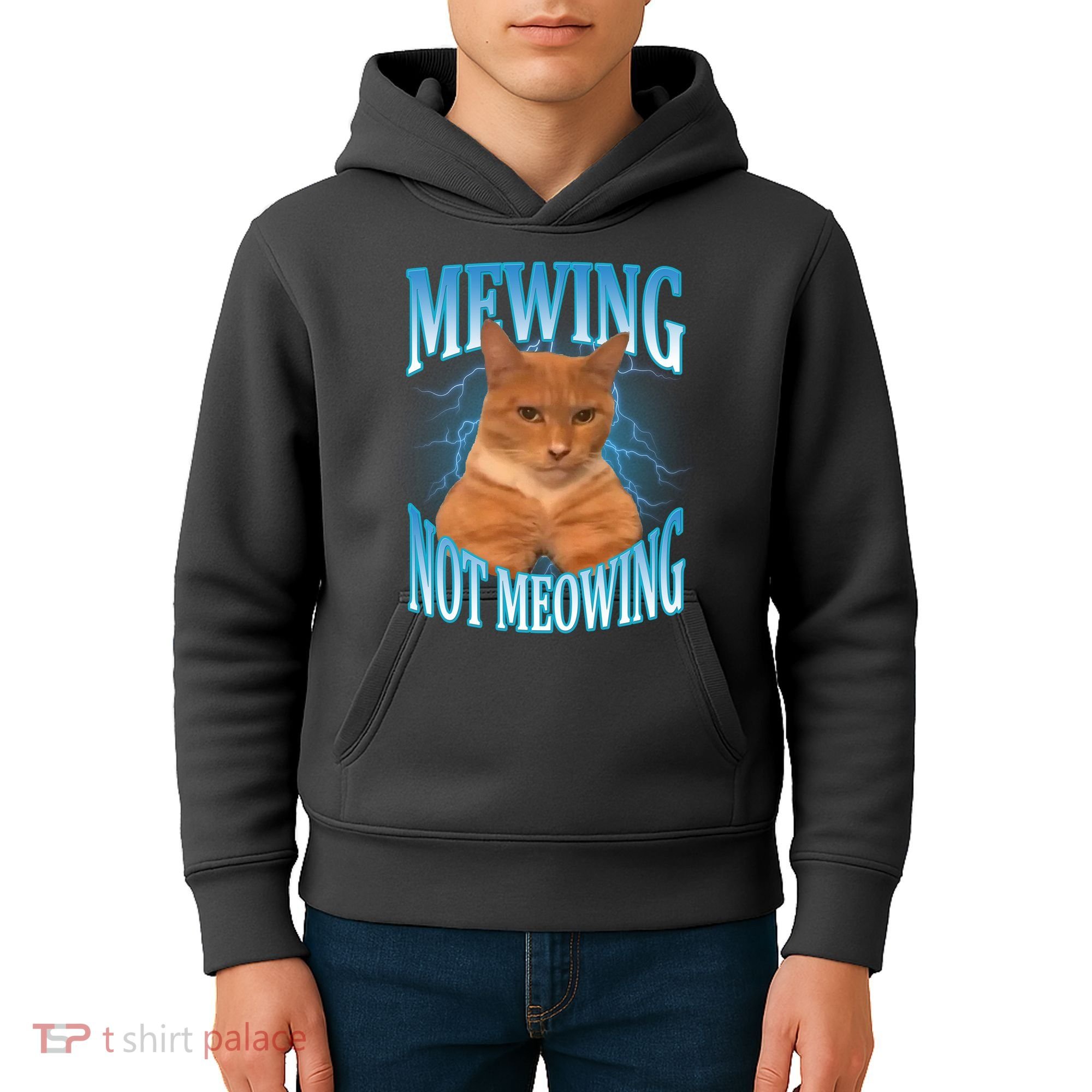 Mewing Not Meowing Funny Cat Meme Kids Hoodie