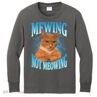 Mewing Not Meowing Funny Cat Meme Kids Long Sleeve Shirt thumb 0