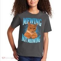 Mewing Not Meowing Funny Cat Meme Kids T-Shirt thumb 2