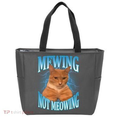 Mewing Not Meowing Funny Cat Meme Tote Bag