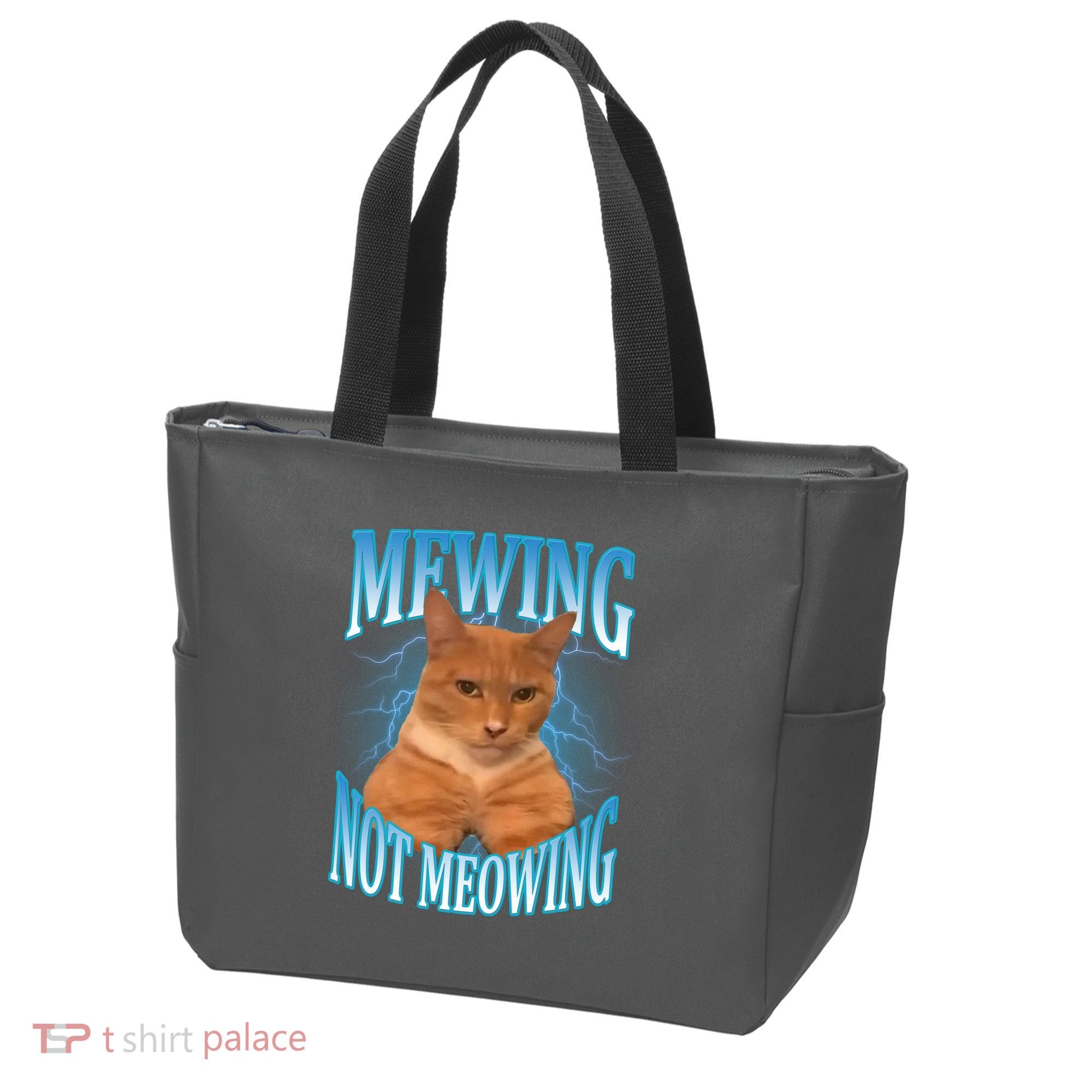 Mewing Not Meowing Funny Cat Meme Tote Bag