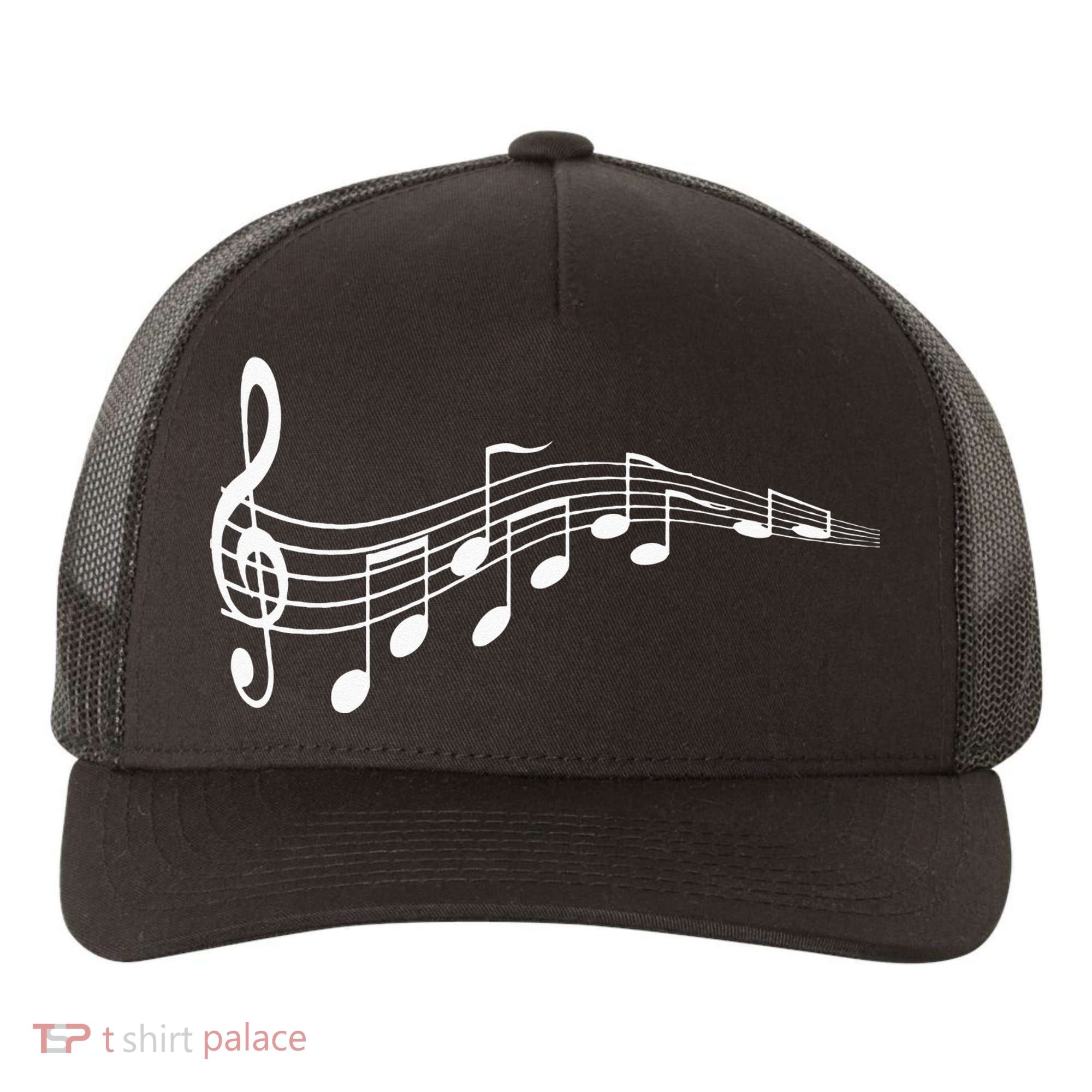 Musical Notes Music Dad Text In Treble Clef Yupoong Adult 5-Panel Trucker Hat