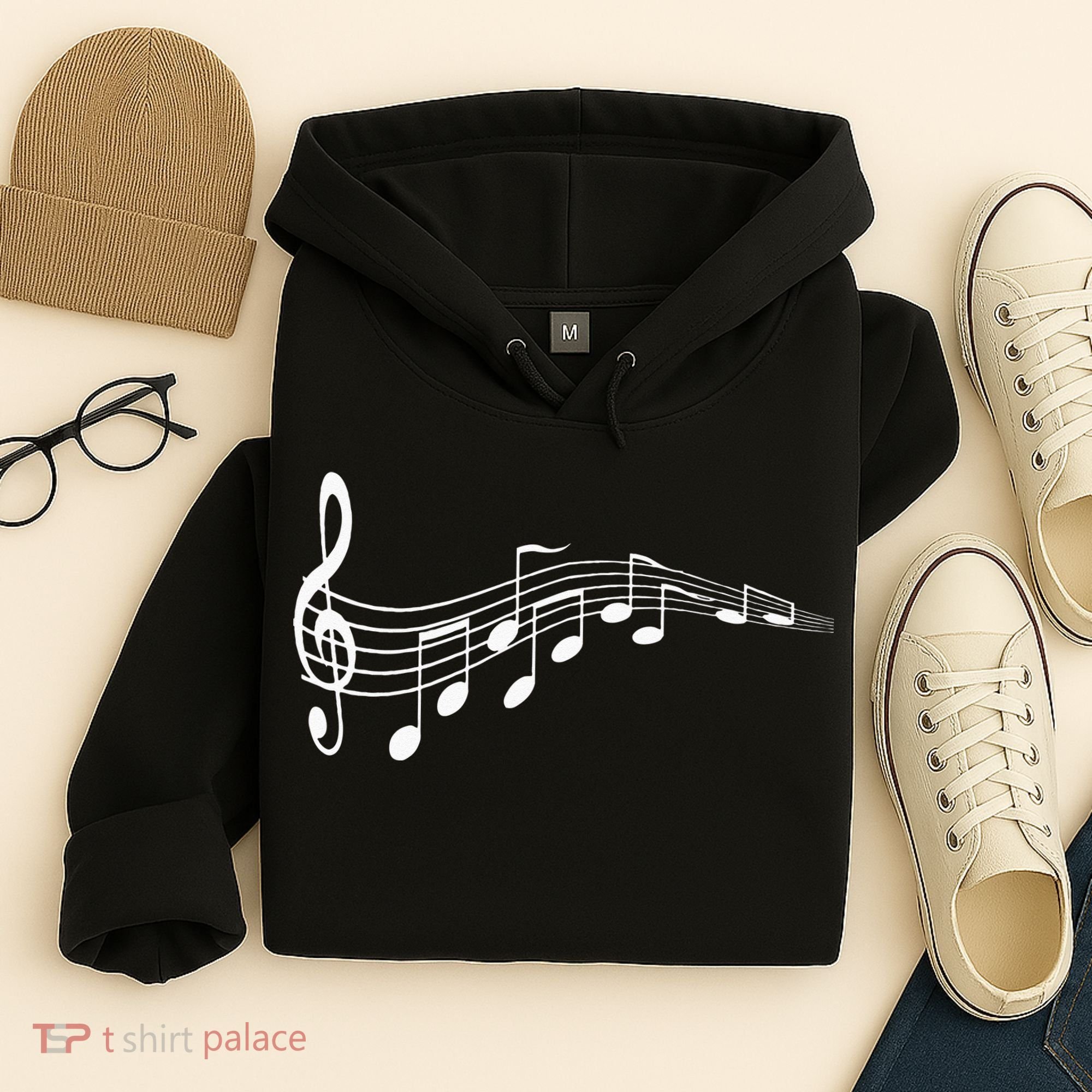 Musical Notes Music Dad Text In Treble Clef Hoodie