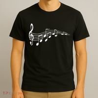 Musical Notes Music Dad Text In Treble Clef T-Shirt thumb 3