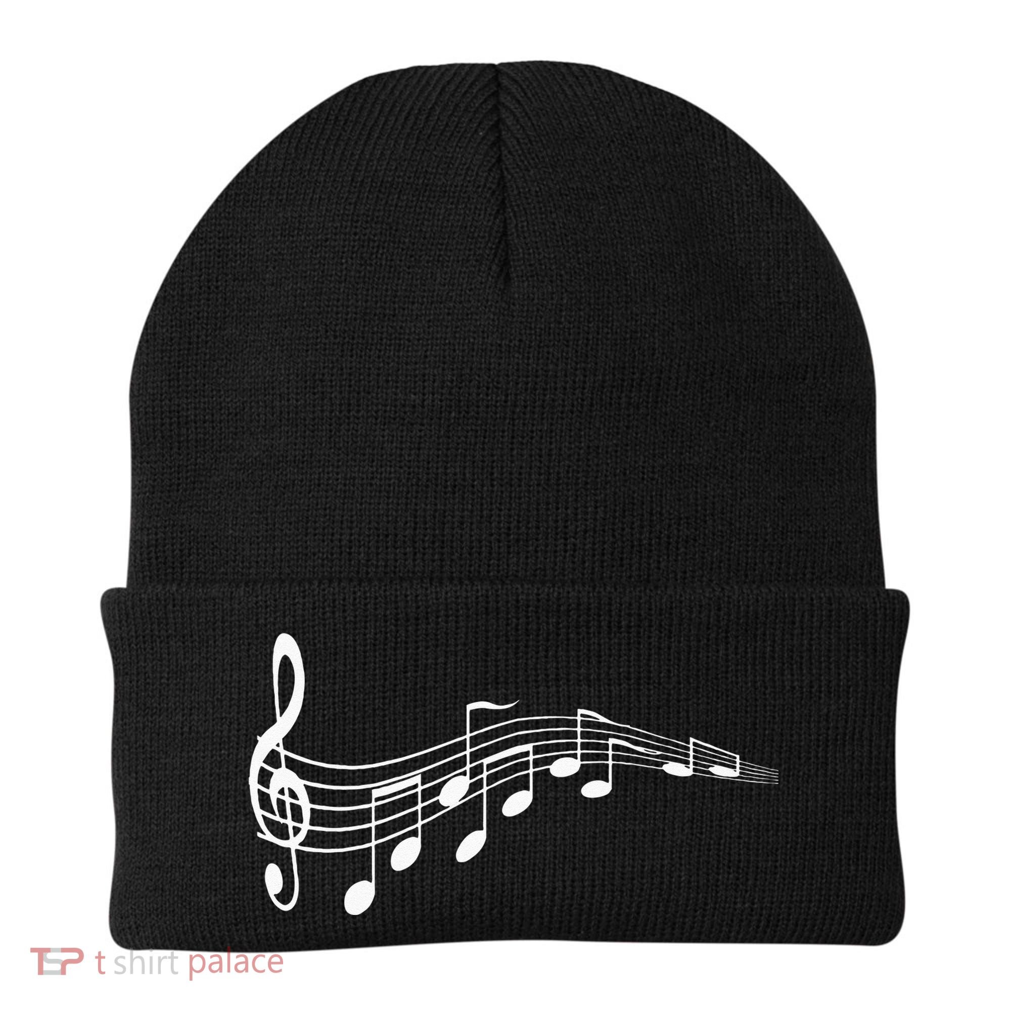 Musical Notes Music Dad Text In Treble Clef Beanie