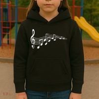 Musical Notes Music Dad Text In Treble Clef Kids Hoodie thumb 3