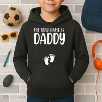 My New Name Is Daddy Happy Father Day Pregnancy Announcement Kids Hoodie thumb 2