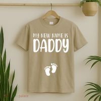 My New Name Is Daddy Happy Father Day Pregnancy Announcement T-Shirt thumb 2