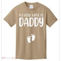 My New Name Is Daddy Happy Father Day Pregnancy Announcement Kids T-Shirt thumb 0