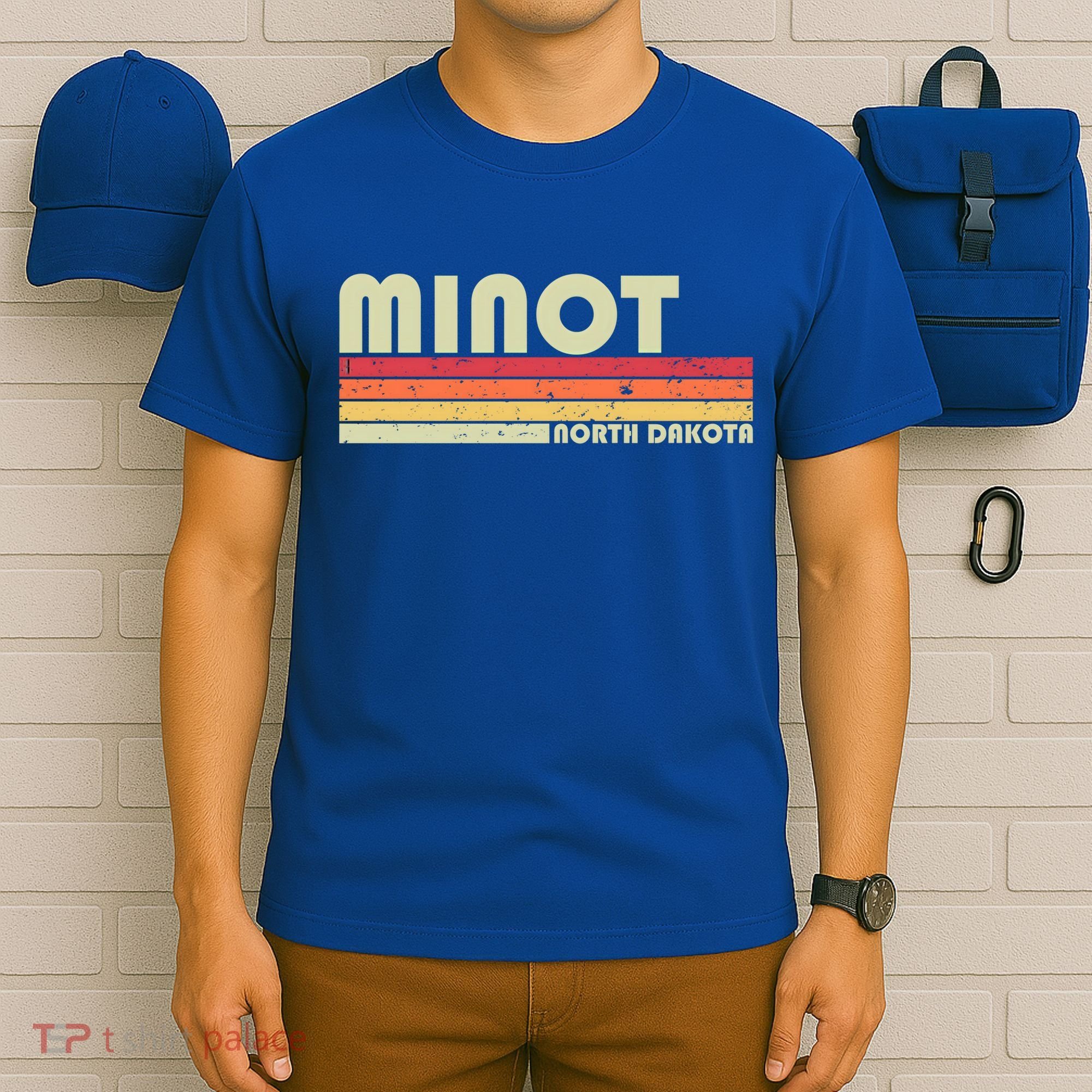 Minot Nd North Dakota Funny City Home Roots Gift Retro 80s Cute Gift T-Shirt