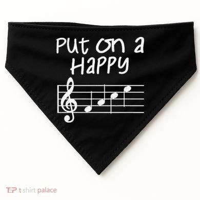 Musical Notes Put On A Happy Face Cute Music Loving USA-Made Doggie Bandana