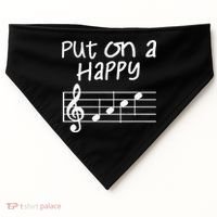 Musical Notes Put On A Happy Face Cute Music Loving USA-Made Doggie Bandana thumb 0