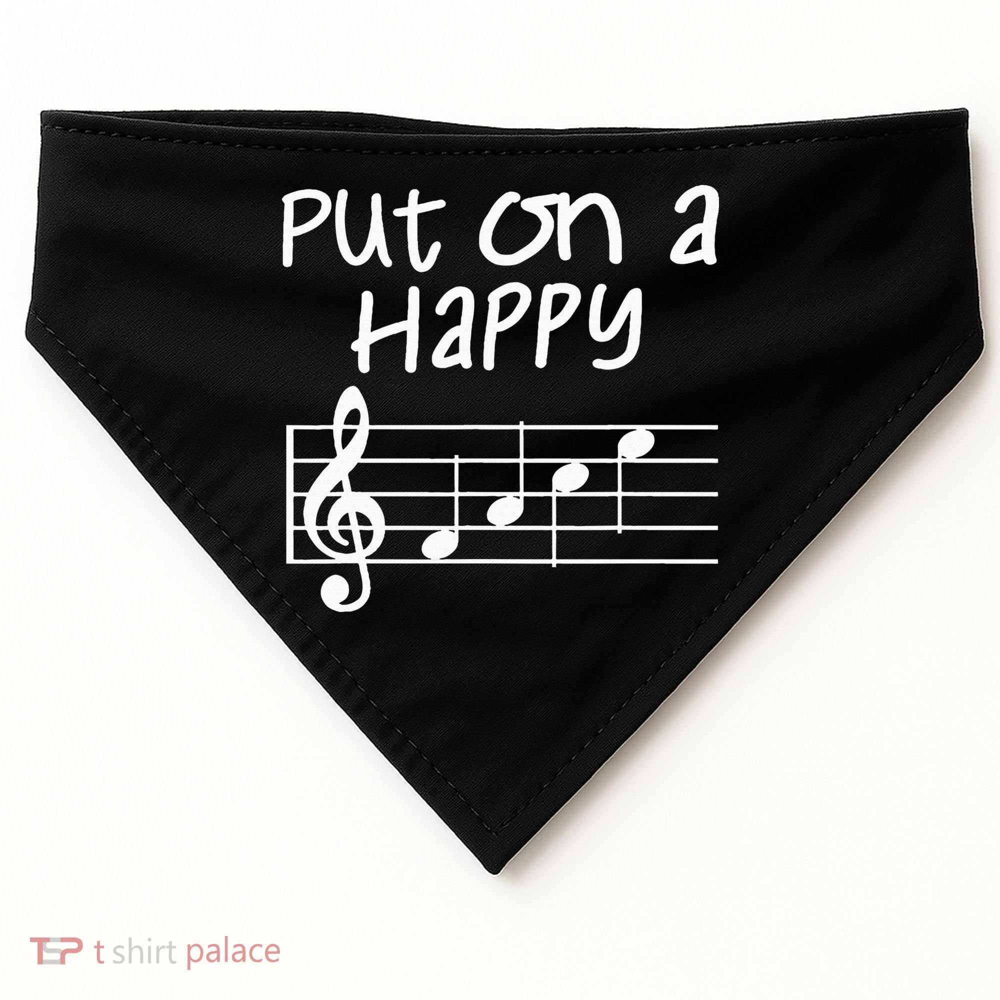 Musical Notes Put On A Happy Face Cute Music Loving USA-Made Doggie Bandana