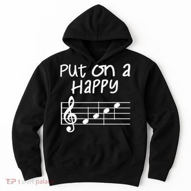 Musical Notes Put On A Happy Face Cute Music Loving Hoodie