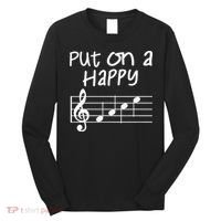 Musical Notes Put On A Happy Face Cute Music Loving Long Sleeve Shirt thumb 0