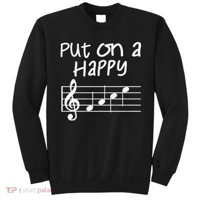 Musical Notes Put On A Happy Face Cute Music Loving Sweatshirt