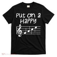 Musical Notes Put On A Happy Face Cute Music Loving T-Shirt thumb 0