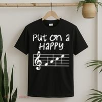 Musical Notes Put On A Happy Face Cute Music Loving T-Shirt thumb 2