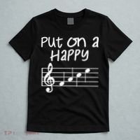 Musical Notes Put On A Happy Face Cute Music Loving T-Shirt thumb 5