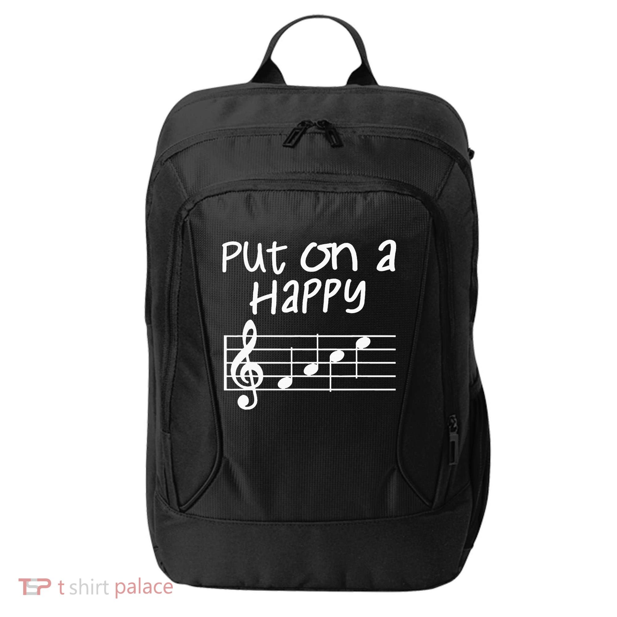 Musical Notes Put On A Happy Face Cute Music Loving City Backpack