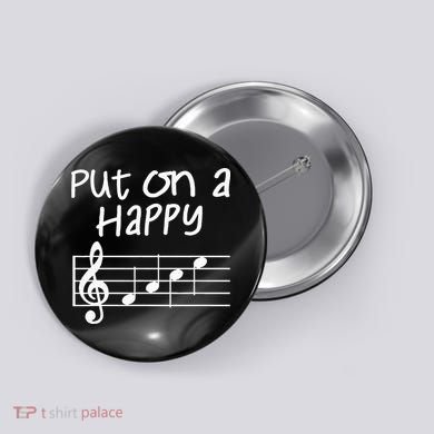Musical Notes Put On A Happy Face Cute Music Loving Button