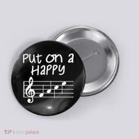 Musical Notes Put On A Happy Face Cute Music Loving Button thumb 0