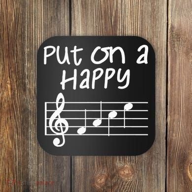 Musical Notes Put On A Happy Face Cute Music Loving Coaster