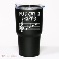 Musical Notes Put On A Happy Face Cute Music Loving Tumbler thumb 0