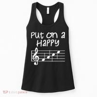 Musical Notes Put On A Happy Face Cute Music Loving Women's Tank Top thumb 0