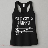 Musical Notes Put On A Happy Face Cute Music Loving Women's Tank Top thumb 3