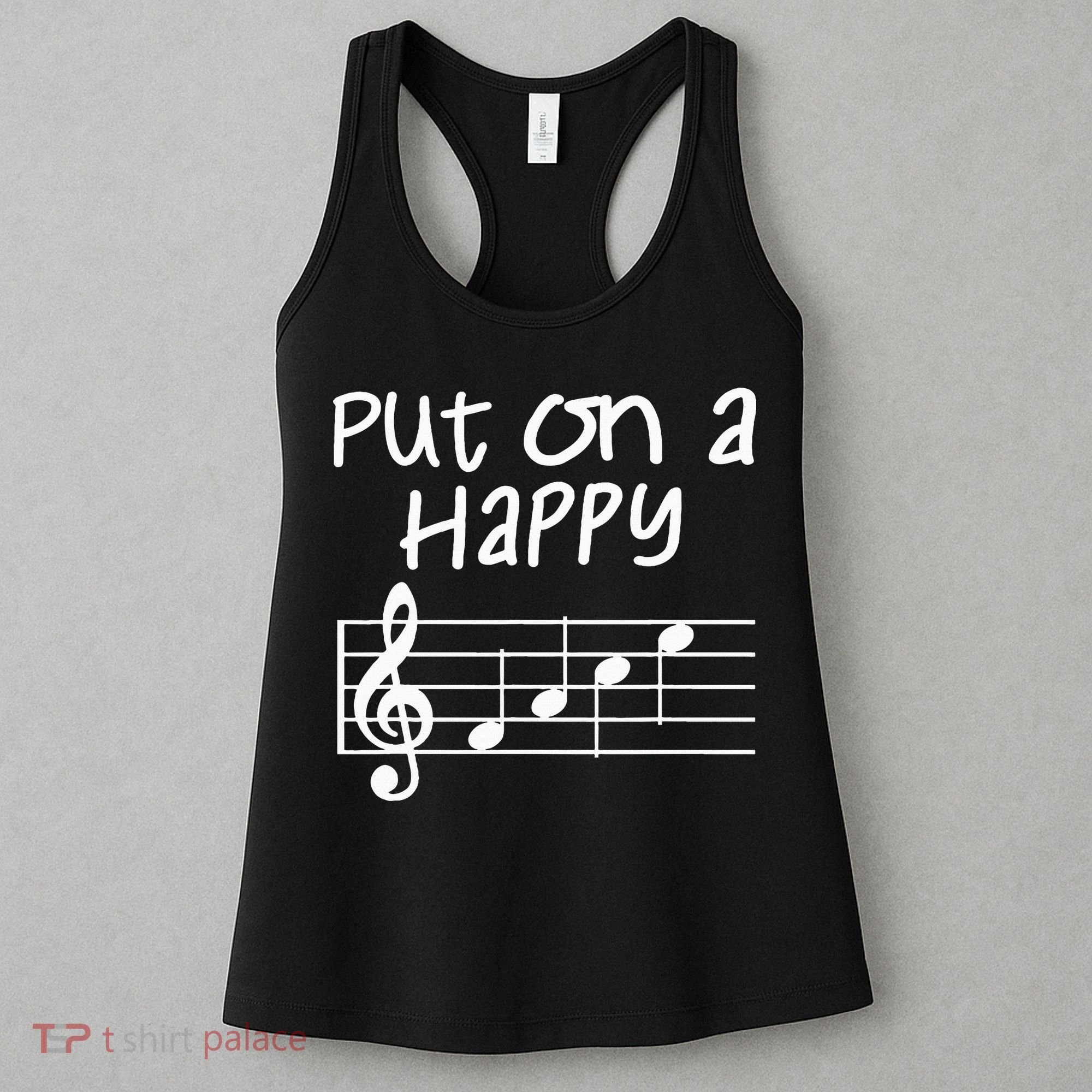 Musical Notes Put On A Happy Face Cute Music Loving Women's Tank Top
