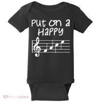 Musical Notes Put On A Happy Face Cute Music Loving Baby Bodysuit thumb 0