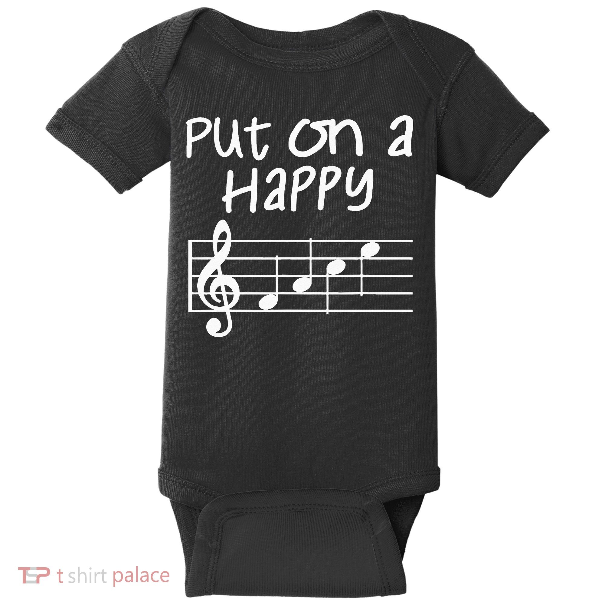 Musical Notes Put On A Happy Face Cute Music Loving Baby Bodysuit