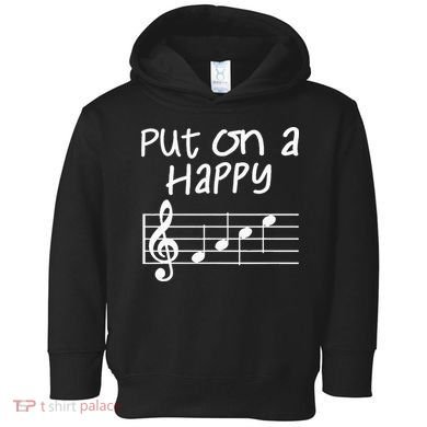 Musical Notes Put On A Happy Face Cute Music Loving Toddler Hoodie