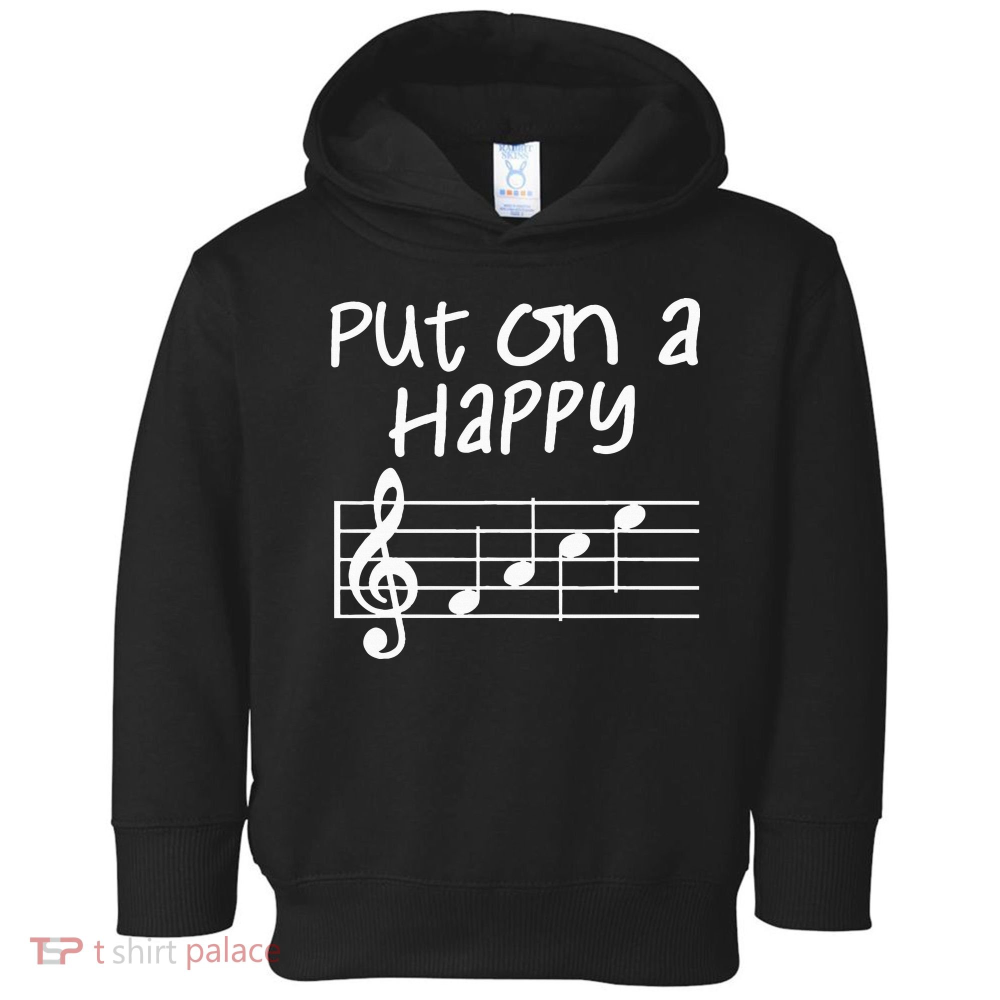 Musical Notes Put On A Happy Face Cute Music Loving Toddler Hoodie