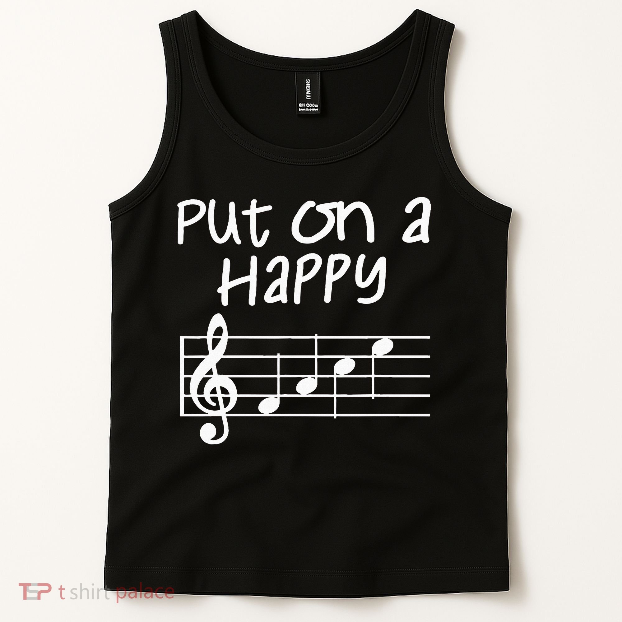 Musical Notes Put On A Happy Face Cute Music Loving Tank Top