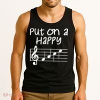 Musical Notes Put On A Happy Face Cute Music Loving Tank Top thumb 3
