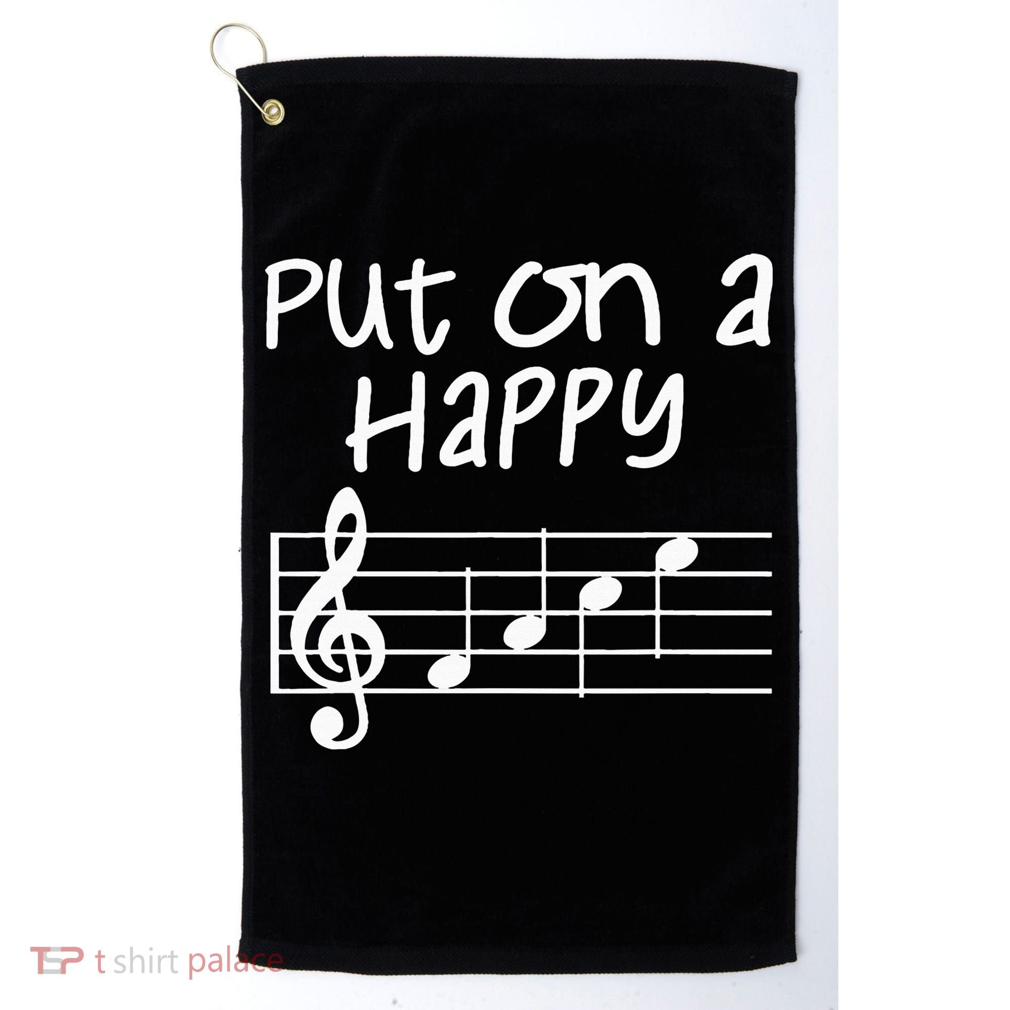 Musical Notes Put On A Happy Face Cute Music Loving Golf Towel