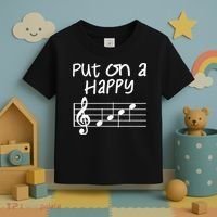 Musical Notes Put On A Happy Face Cute Music Loving Toddler T-Shirt thumb 3